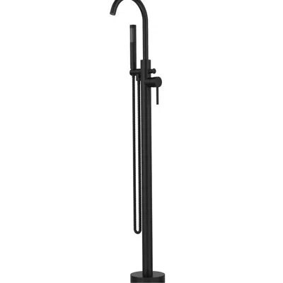 Hanni Floor Mount Bathroom Faucets - Matte Black, Freestanding Design, Single Handle, With Hand Shower And