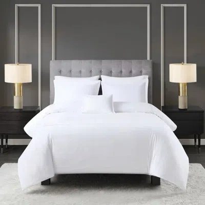 Hanni Full 500 Thread Count Cotton Bedding, Luxury Embroidered Comforter , Insert, Removable Duvet Cover W In White