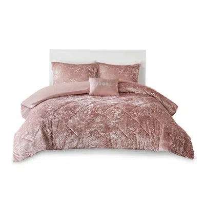 Hanni Full Blush Velvet Duvet Cover, With Diamond Pattern And Button Closure Decorative Pillow Luxury Bedd