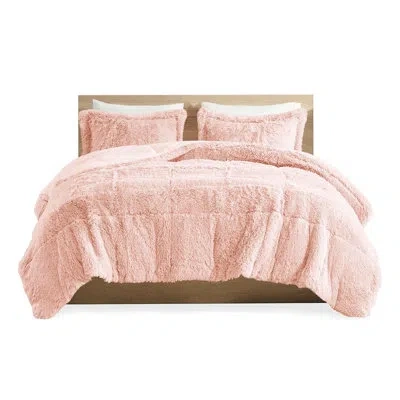 Hanni Full Comforter Mini - Blush Shaggy Reverse Warm & 2 Shams Faux Fur Soft