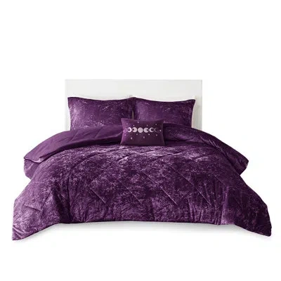 Hanni Full/queen Purple Velvet Comforter - Warm & , Diamond , Includes Shams, Machine Washable Sized Beddi