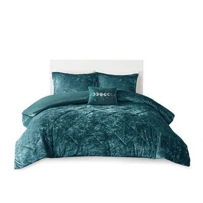 Hanni Full/queen Teal Velvet Duvet Cover, , Decorative Pillow, Easy To Wash , Design, With Washable Bed