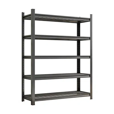 Hanni Garage Five - Story Adjustable Black Metal Shelf, 71.2 "h, 47.53"l, 23.4 "d, 2500 Lbs, Rust And Easy