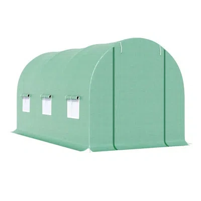 Hanni Garden Greenhouse 15'x6'x7', With Frame And Ventilation, Walk-in Plant Mesh Windows For Air Circulat