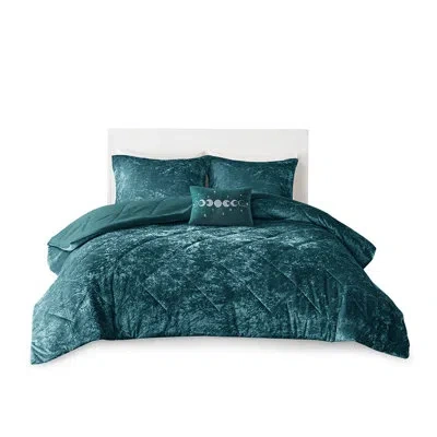 Hanni Gorgeous Full Teal Velvet Bedding - , 2 Shams, 1 Pillow, Machine Washable Luxurious Comforter , Wash