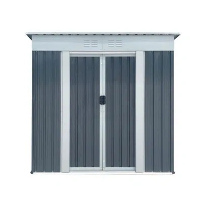 Hanni Grey 6ftx4ft Outdoor Storage Shed Pent Roof - Manufactured With Dependable Galvanized Steel & Alumin