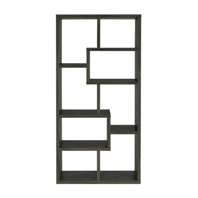 Hanni Grey, Geometric Bookcase, 10-shelf, Open , , Scratch- Laminate Weathered Rectangular Seven Varying S