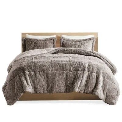 Hanni Grey Shaggy Long Fur Bedding - Full, Soft Warm Full Bed Comforter ,