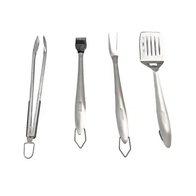 Hanni Grilling Utensils In Stainless Steel - Spatula, , Brush, Tongs For Hearty Backyard Barbecues Bbq Acc