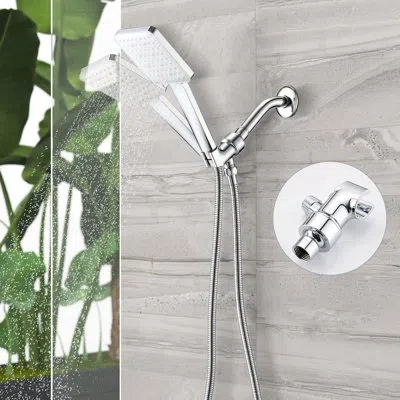 Hanni Handheld Shower - 6 Spray Settings, Optimize Flow, Detachable, Wall Mount Square Shape High In Modes In Silver
