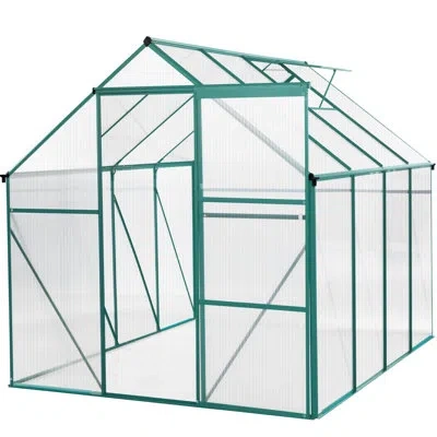Hanni Heavy Duty 6x12 Ft Polycarbonate Greenhouse - For Backyard With Door And Drainage Walk-in Ventilatio