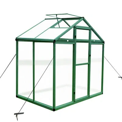 Hanni Heavy Duty Greenhouse 6x4 Ft - Aluminum And Polycarbonate For All Seasons Windproof, Protected, Spac