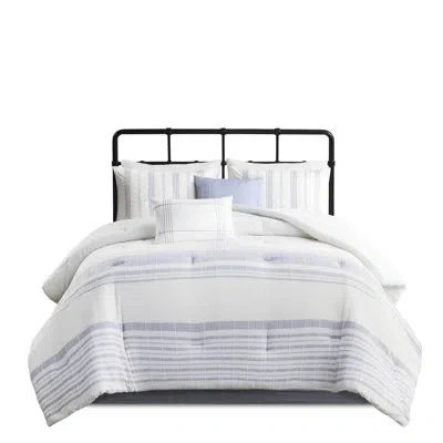 Hanni King Bedding , 6 Piece Cotton , Textured Woven Stripes, Comforter, Decorative Pillows Included Comfo In Multicolor