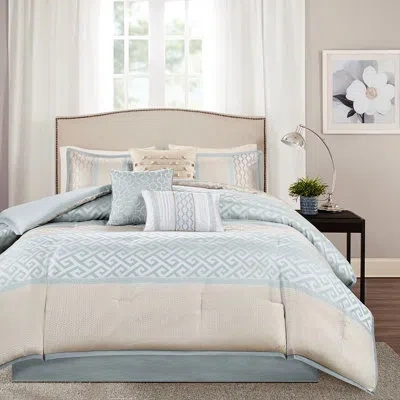 Hanni King Bedding - 7 Piece Comforter In Light Tan,mint