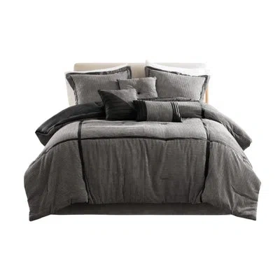 Hanni King Grey Corduroy Comforter Bedding - Soft, Fluffy, Luxurious 11.41 Lb Product Weight, Construction