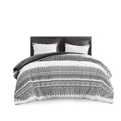 Hanni King/ King 3 Piece Cotton Comforter With Chenille Tufting In Gray For A Peaceful And Dreamy Night Tr