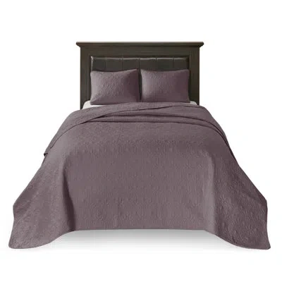 Hanni King Reversible Bedspread Purple - With Enchanting Pattern Oversized For Flawless Mattress Hang Pre-