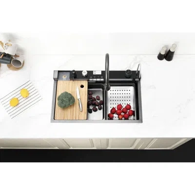 Hanni Kitchen Vegetable Sink In Stainless Steel - Corrosion With Cut-out Template Scratch- Mounting Hardwa In Brushed Nickel
