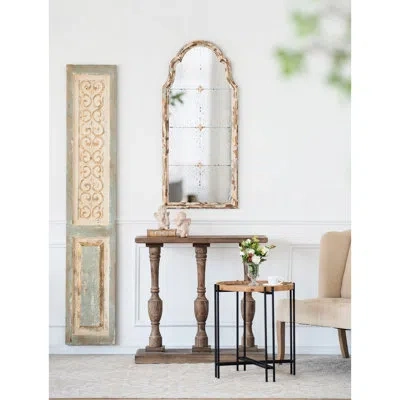 Hanni Large 14"x78.5" Wooden Decoration Art - Hanging Wall Sculpture Panel White Wash And Blue Accent 14.1 In Gold