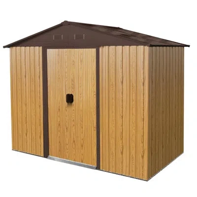 Hanni Long-lasting 8ft X 4ft Metal Shed - For Outdoor Storage Purposes 8x4 Ft With Anchors Stability Patio In Coffee