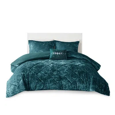 Hanni Luxury Teal Velvet Duvet Cover - For Cozy Sleep In Includes Cover, Sham, And Pillow
