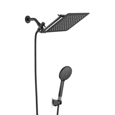 Hanni Matte Black Metal Shower Head With Holder - Leak Design Hose 2.5 Gpm Max Flow Rate