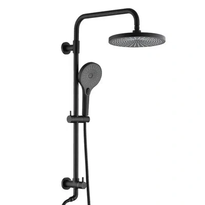 Hanni Matte Black Shower Head And Handheld System - 8" Rainfall & 3-setting , Adjustable Slide Bar, To Scr