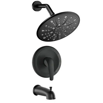 Hanni Matte Black Shower With Single Handle Quality. Contains Rain Showerhead, Handheld Shower, Tub Spout 