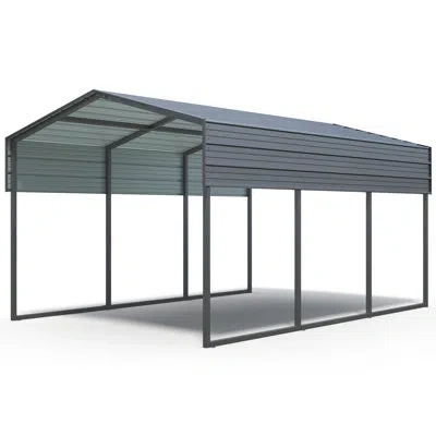 Hanni Metal Carport With Galvanized Steel Roof - 10' X 15', Heavy Duty For Garage & Lawn Care Equipment St In Gray