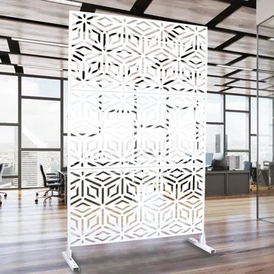 Hanni Metal Privacy Screen 76" H48" W - For Garden, Deck, Patio, Balcony In White