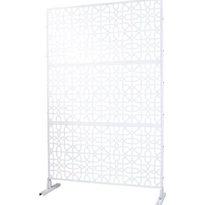 Hanni Metal Privacy Screen 76" H48" W - For Garden Freestanding Fence 76"48" For Patio In White