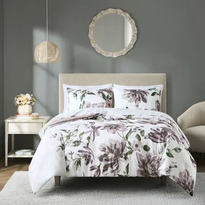 Hanni Modern Comforter With Mauve, Floral Microfiber Mauve And
