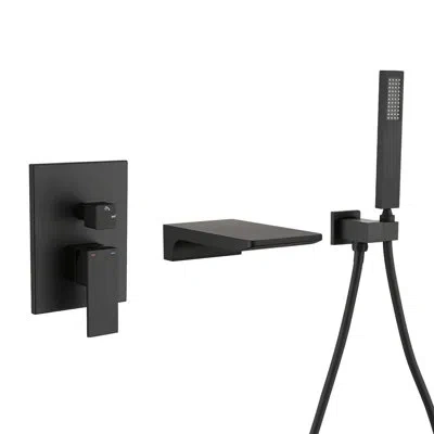 Hanni Modern Matte Black Bathroom Bathtub Faucet And Shower , Wall Mounted, Handheld For Bathing , Waterfa