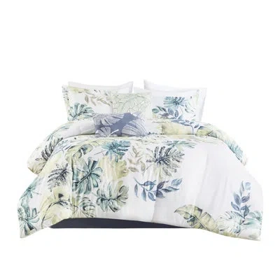 Hanni Multi Color Cotton Comforter King - Tropical Plant Comfort And Style 6 Piece With Charming Pattern