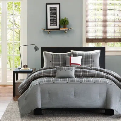 Hanni Multicolor Plaid Twin/twin Xl Comforter For A Fresh Look Grey And White With Matching Pillow