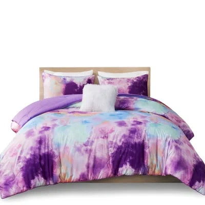 Hanni Multicolor Tie Dye Comforter For Bed, , Filling, Decorative Square Pillow With Print, Soft Microfibe
