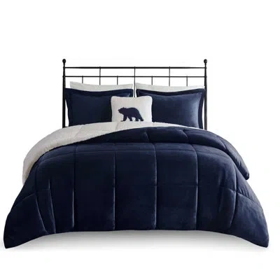 Hanni Navy+ Comforter - Full, To , Down Alternative Fill & 1 Decorative Pillow , Cozy 2 Shams Dec In Navy+ivory