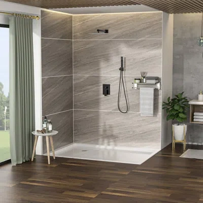 Hanni Oil-rubbed Bronze Dual Shower Head - 12 Inch Square Wall Mount Oil Rubber System With Heads In Neutral
