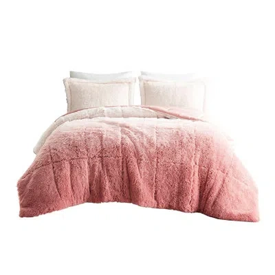 Hanni Ombre Shaggy Faux Fur - Blush , Design Comforter Mini Filling, No
