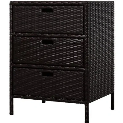 Hanni Outdoor Brown Pe Poolside Towel Storage - 3 Drawer Pool Cabinet With Drawers In 22.83