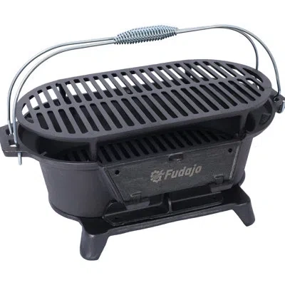 Hanni Outdoor Charcoal Grill - Portable Cast Iron For Home Parties Heat Retaining, Enameled, With Easy Cle In Black