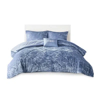 Hanni Periwinkle Blue Velvet Comforter For Full/queen - Luxurious Filling And Machine Washable Decorative 