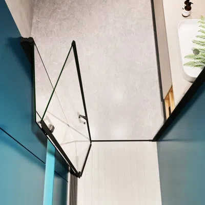Hanni Pivot Shower Door With Finish - 1/4" Tempered Glass, 30-31 3/8 Clear Glass System, Bathroom Use In Matte Black
