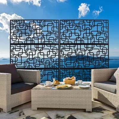 Hanni Privacy Screen - Adds Aesthetic Value To Space Metal, Deck, Patio, Balcony, Metal Enhances In Outdoo In Black