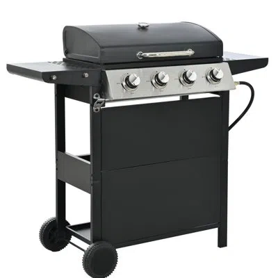 Hanni Propane Gas Grill 4 Burner, Stainless Steel 34,000 , With Two Shelves, Wheels, And A Built-in Bottle