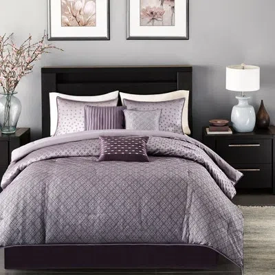 Hanni Purple King Comforter - Sequined Design, Filling, Machine Washable Fill, Wash & Iron
