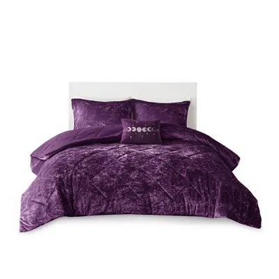 Hanni Purple Velvet Bedding For King/ King - Fill Diamond Comforter And Decorative Pillow Included In Top 