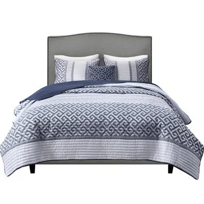 Hanni Quilt Navy Full/queen. Stylish And Warm Bedding. Filling. Machine Washable . 1 Quilt, 2 Shams, Pillo In Blue