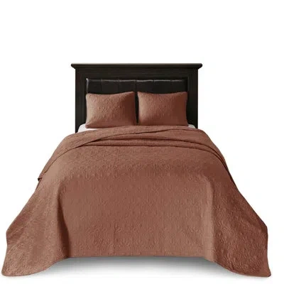 Hanni Red 3 Piece Reversible Bedspread For Queen Bed, With Quilting To Fit High Depth Mattress Perfectly, 