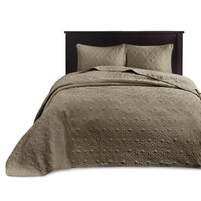 Hanni Reversible Bedspread - Comfortable Cotton Fill 2 Shams To Keep Bedding Fresh Pre-washed For Long-ter In Mocha